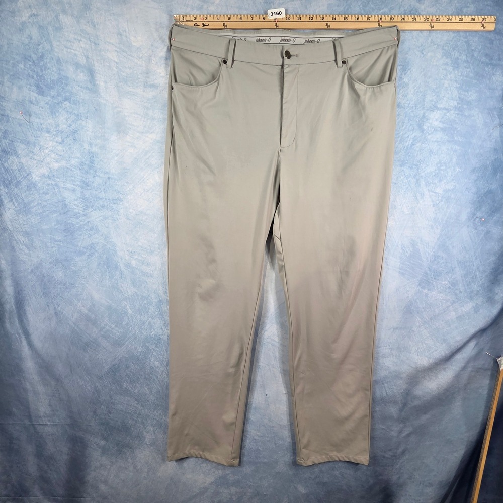 Johnnie-O Mens Performance Golf Pants Gray Stretch 38x30 Moisture Wicking